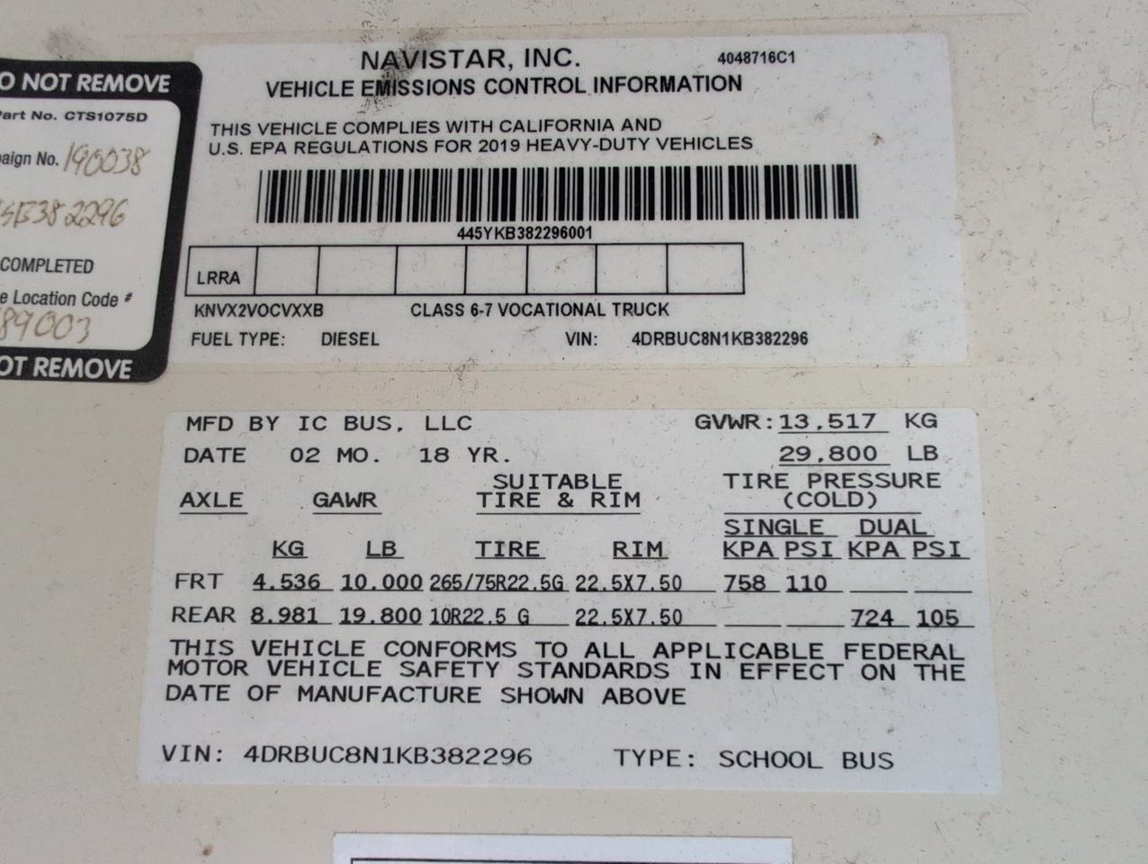 2019 IC INTERNATIONAL CE300 Johnstown NY