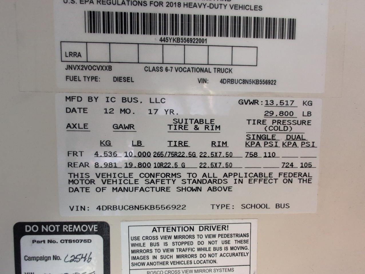 2019 IC INTERNATIONAL CE300