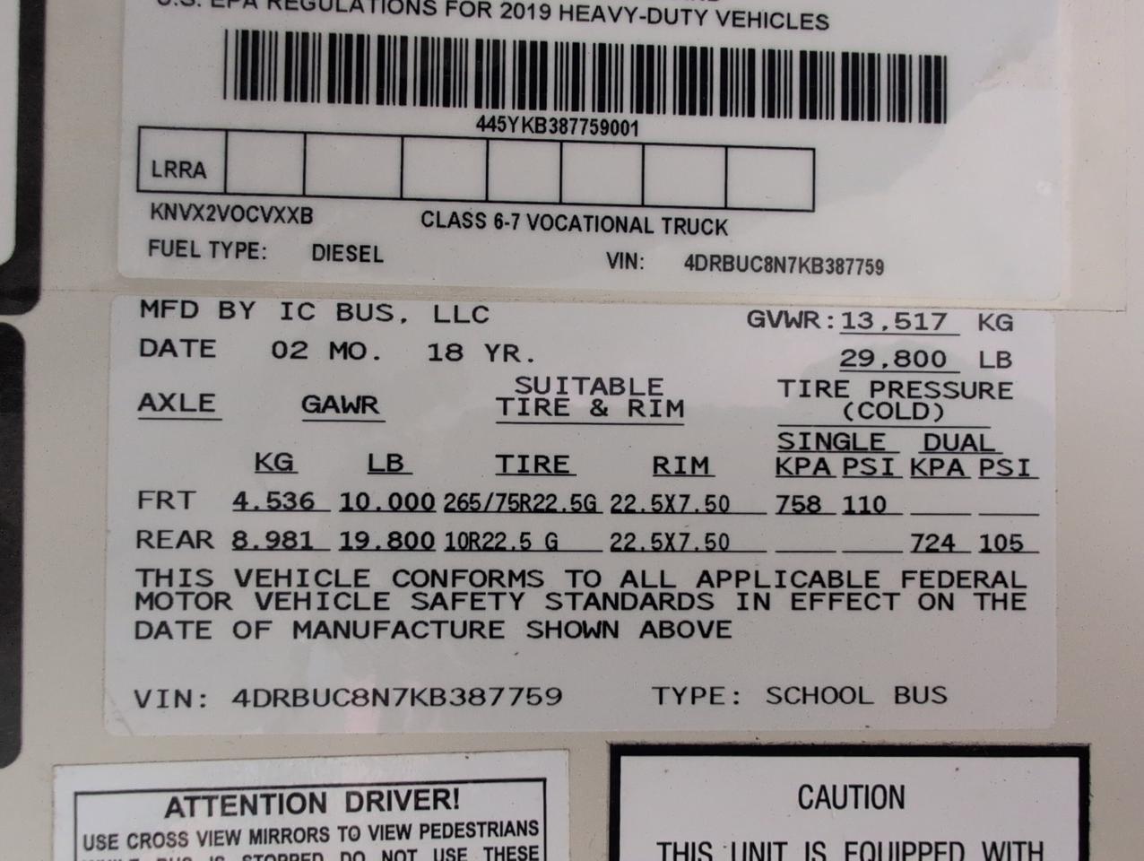 2019 IC INTERNATIONAL CE300