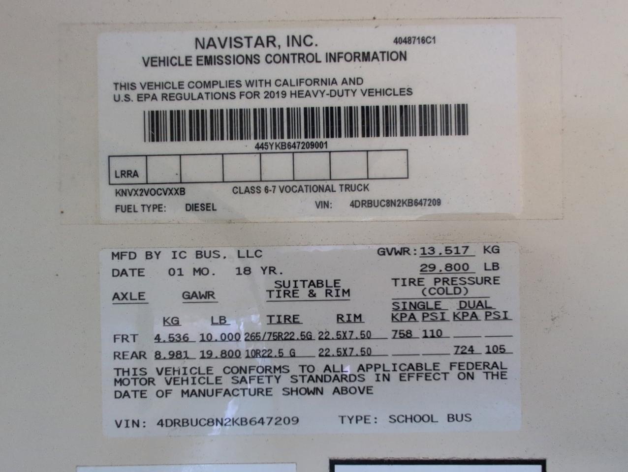 2019 IC INTERNATIONAL CE3000