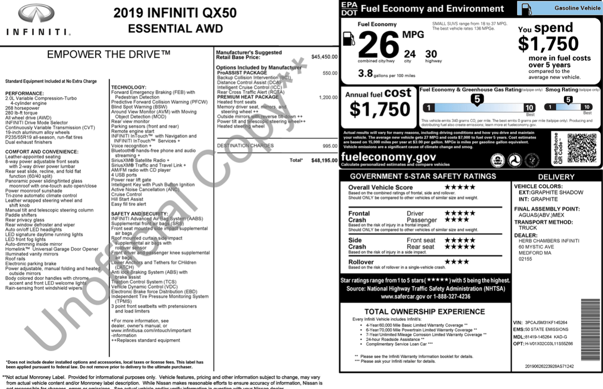 2019 INFINITI QX50 ESSENTIAL Knoxville TN