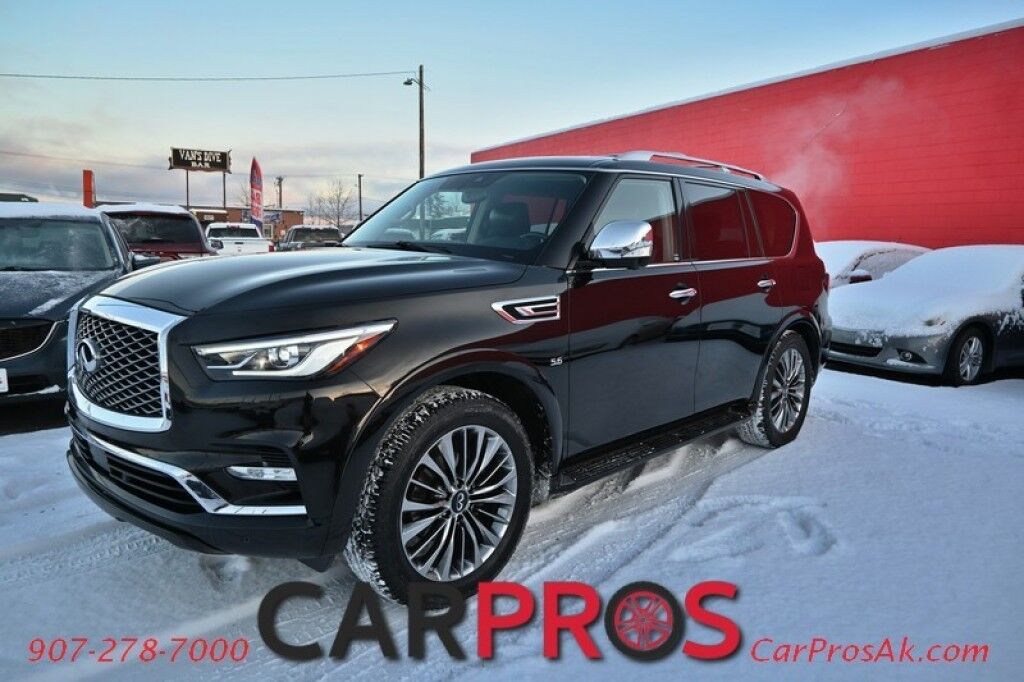 2019 INFINITI QX80 LUXE - All Wheel Drive - 5.6L V8 - Front & Rear Heated Leather Seats - Remote Start - 3rd Row - Seats 7 - Navigation - Backup Camera - Bose Sound System - Bluetooth - Rear Entertainment - 1 Owner Anchorage AK