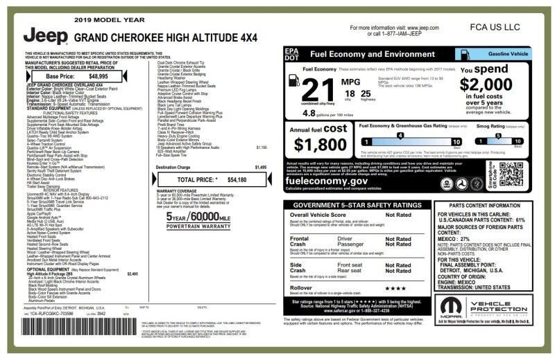 2019 Jeep Grand Cherokee High Altitude Webster MA