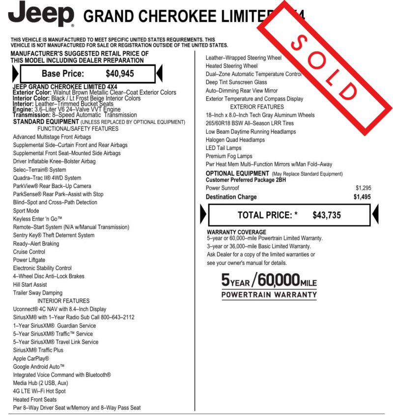 2019 Jeep Grand Cherokee Limited 4x4 Boston MA