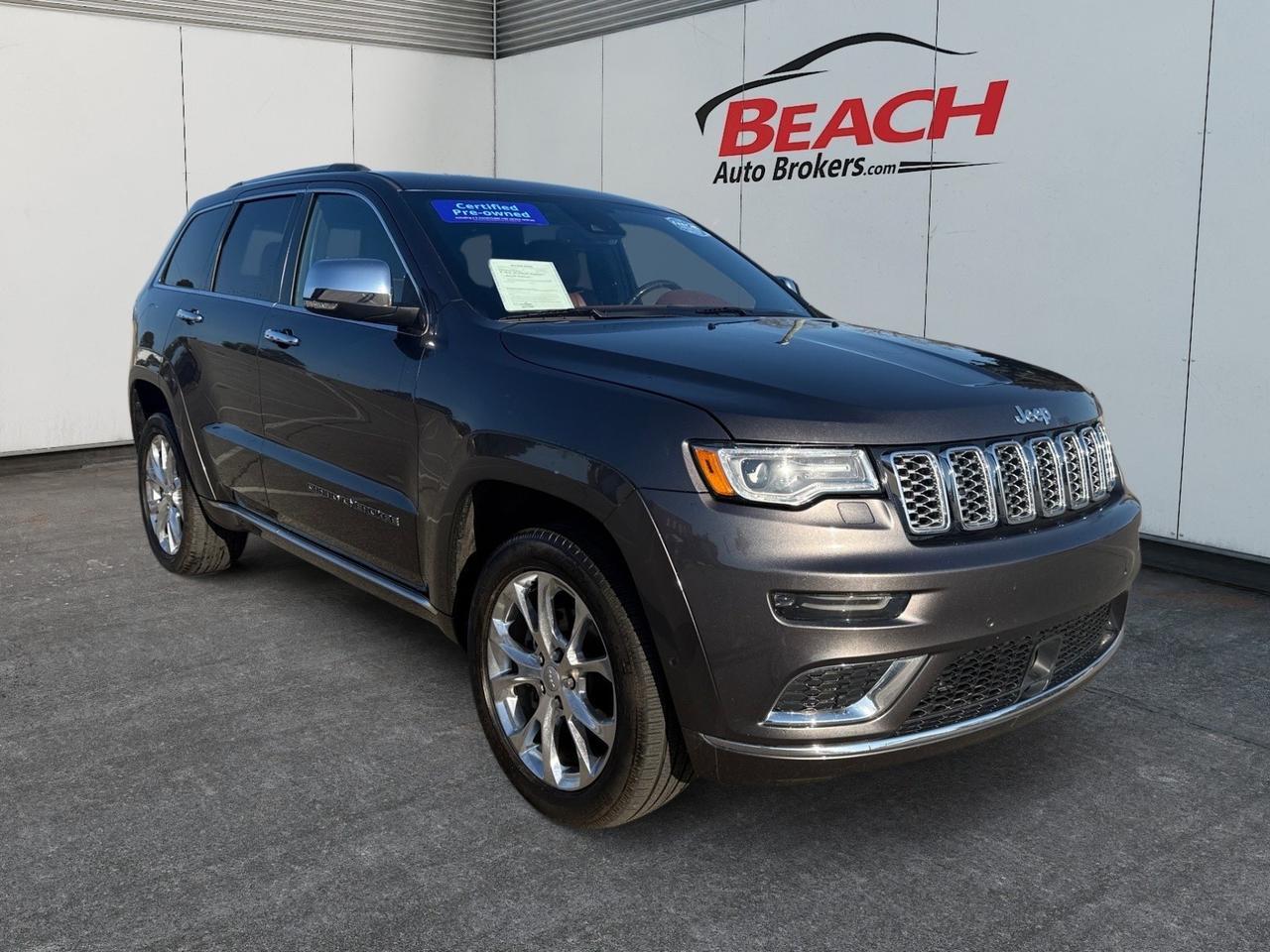 2019 Jeep Grand Cherokee Summit, HEATED AND VENTILATED, HEATED REAR SEATS, HEATED STEERING WHEEL, MOONROOF, APPLE CARPLAY/ANDROID AUTO, WIFI, POWER LIFTGATE, HEATED/POWERED MIRRORS, BACKUP CAMERA, REMOTE START, CLEAN CARFAX!
