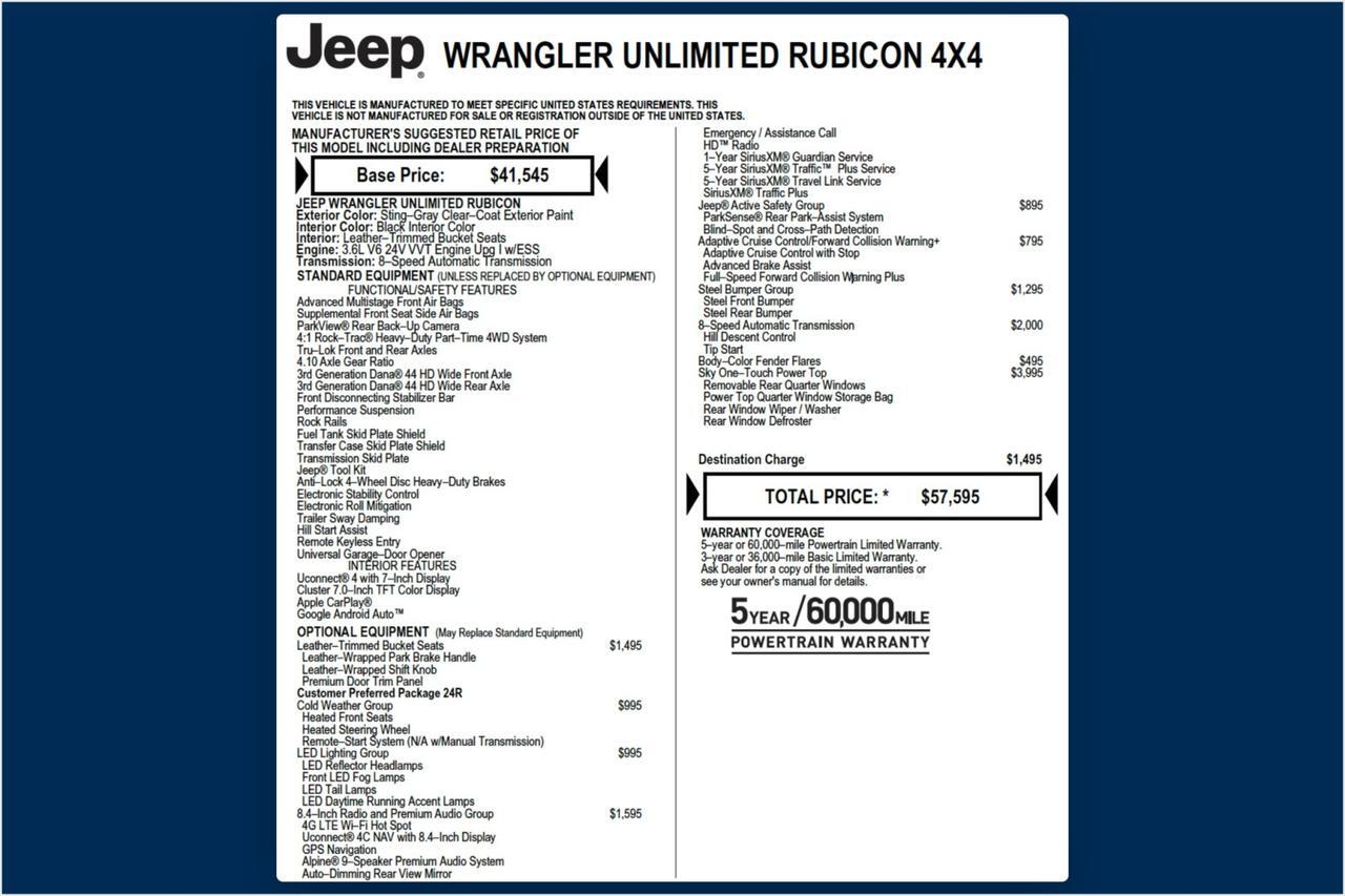 2019 Jeep Wrangler Unlimited Rubicon 4X4 / Sky One Power Top / Steel Bumper Group High Point NC
