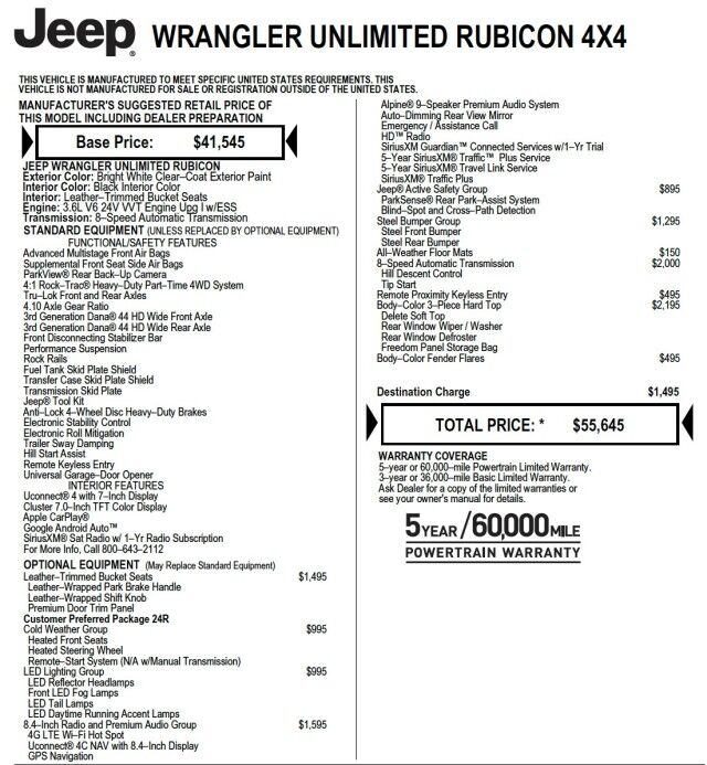 2019 Jeep Wrangler Unlimited Rubicon 4X4 / Wheel & Tire Upgrade / Steel Bumpers! High Point NC