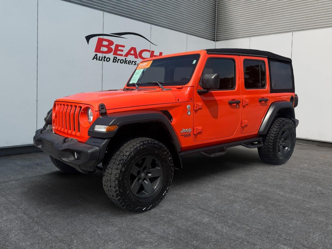 2019 Jeep Wrangler Unlimited SPORT S, 4X4, SOFT TOP, NAVIGATION, BLUETOOTH, RUNNING BOARDS, TOW PACKAGE, KEYLESS ENTRY & START, CLEAN CARFAX, THIS JEEP IS READY FOR ITS NEXT ADVENTURE- ARE YOU? Norfolk VA