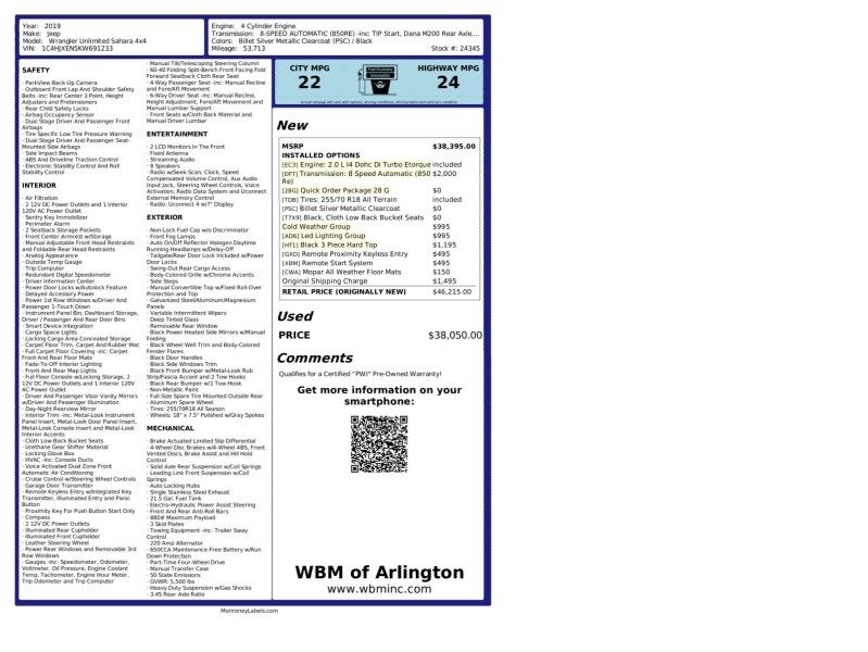 2019 Jeep Wrangler Unlimited Sahara 4WD