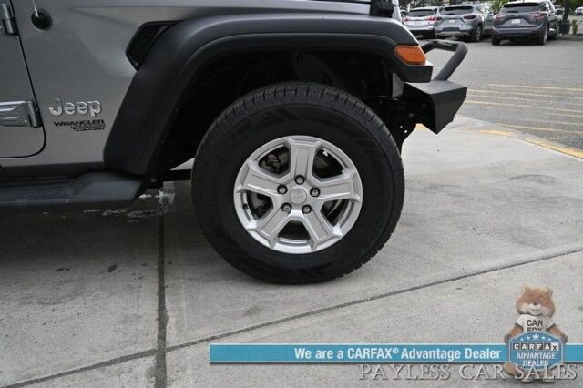 2019 Jeep Wrangler Unlimited Sport / Hardtop / 4X4 / Preferred Pkg & Active Safety Group / Power Mirrors, Windows & Locks / Blind Spot Alert / Bluetooth / Backup Camera / Cruise Control / Keyless Entry & Start / Block Heater / Tow Pkg / 1-Owner Anchorage AK
