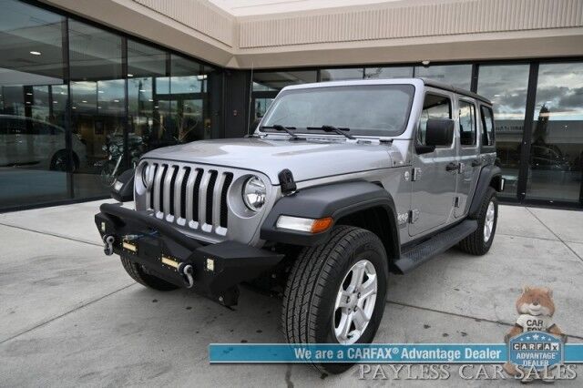 2019 Jeep Wrangler Unlimited Sport / Hardtop / 4X4 / Preferred Pkg & Active Safety Group / Power Mirrors, Windows & Locks / Blind Spot Alert / Bluetooth / Backup Camera / Cruise Control / Keyless Entry & Start / Block Heater / Tow Pkg / 1-Owner