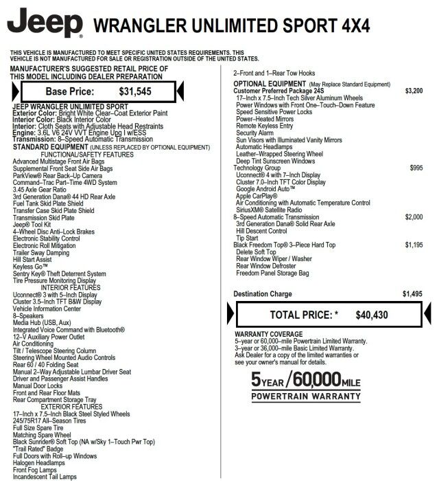 2019 Jeep Wrangler Unlimited Sport S 4X4 / TECH Group / Hard Top / Upgrades! High Point NC