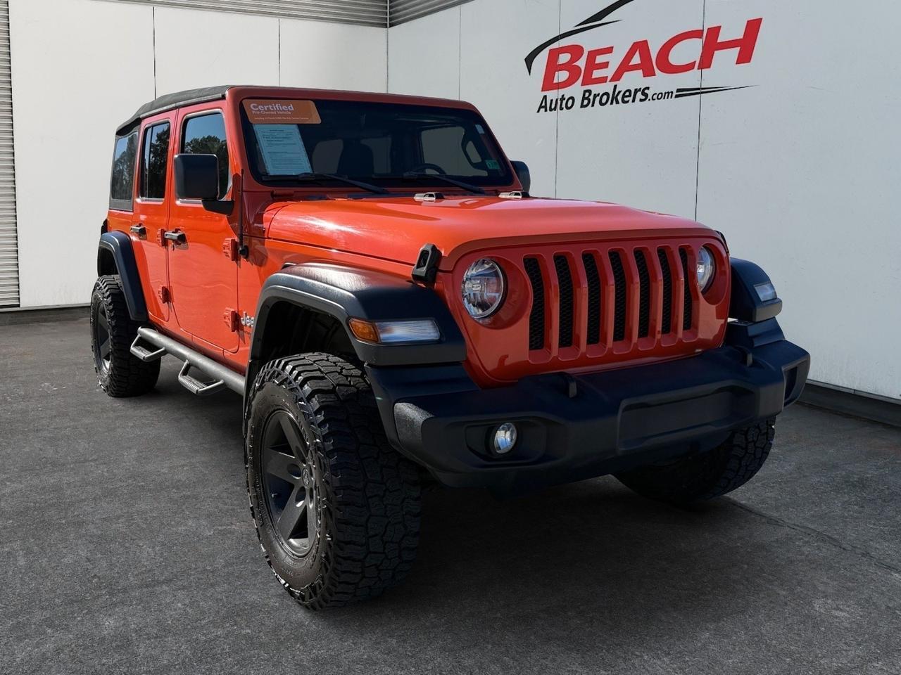 2019 Jeep Wrangler Unlimited Sport S, TOW PACKAGE, APPLE CARPLAY/ANDROID AUTO, BACKUP CAMERA, POWER AND HEATED MIRRORS, KEYLESS START, ALL WEATHER FLOOR MATS, CLEAN CARFAX, ONLY 1 OWNER! Norfolk VA