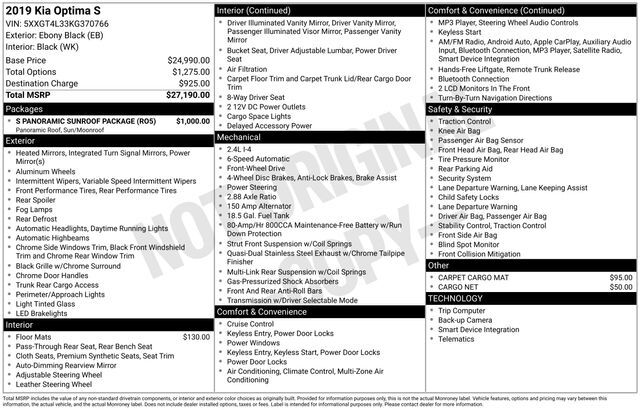 2019 Kia Optima S Raleigh NC