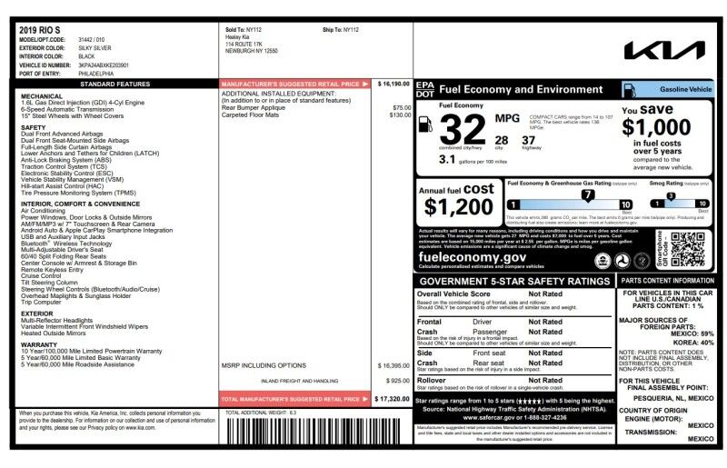 2019 Kia Rio S - 1 OWNER - LOW MILES Whitinsville MA