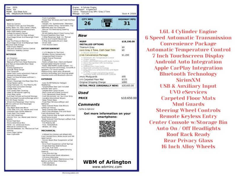 2019 Kia Soul Base FWD w/ Convenience Package