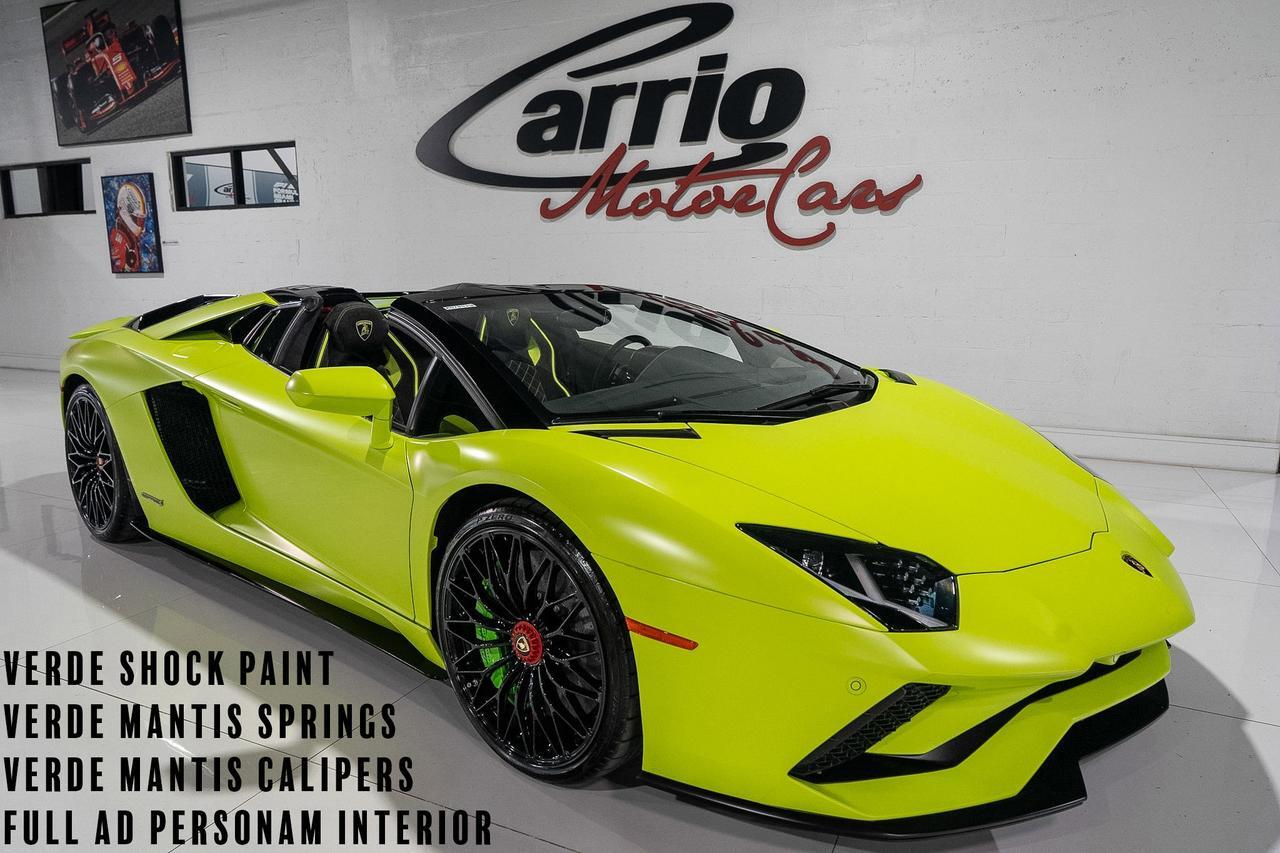 2019 Lamborghini Aventador S Roadster Verde Shock paint, Verde Mantis calipers/springs, Ad Personam interior AND MUCH MORE!!