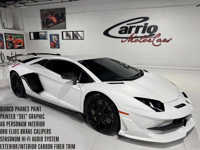 2019 Lamborghini Aventador SVJ Bianco Phanes paint, Ad Personam seats, painted SVJ graphic, Ad Personam brakes, Sensonum audio! Fort Lauderdale FL