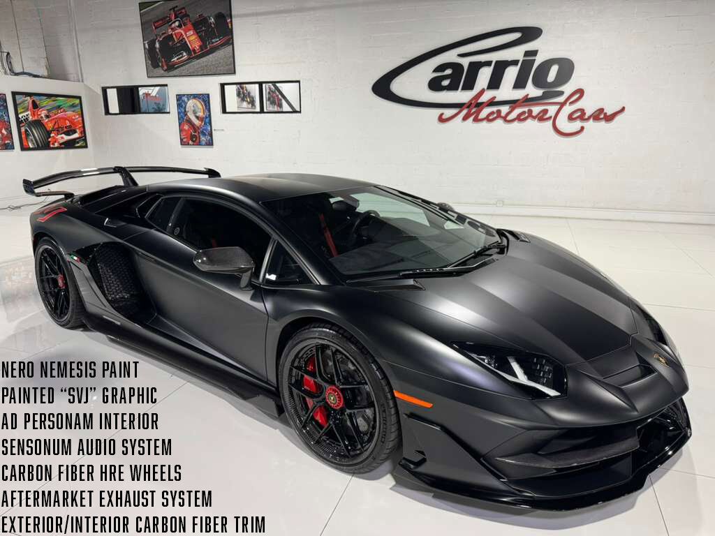 2019 Lamborghini Aventador SVJ Nero Nemesis paint, painted &quot;SVJ&quot;, Ad Personam interior, carbon galore AND MORE!! Fort Lauderdale FL