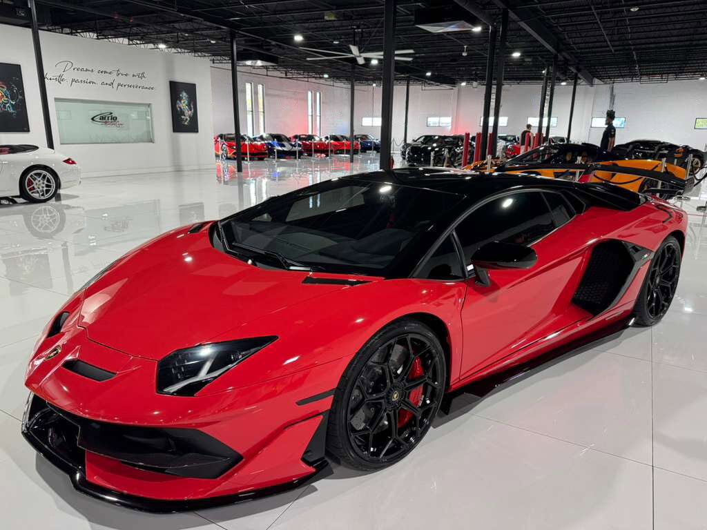 2019 Lamborghini Aventador SVJ Rosso Foco paint,factory two-tone,Ad Personam interior,Sensonum audio,carbon galore AND MORE!!