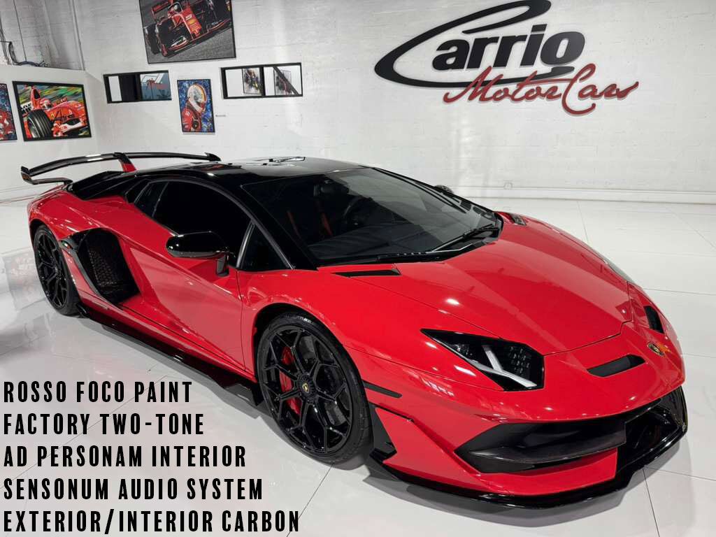 2019 Lamborghini Aventador SVJ Rosso Foco paint,factory two-tone,Ad Personam interior,Sensonum audio,carbon galore AND MORE!!