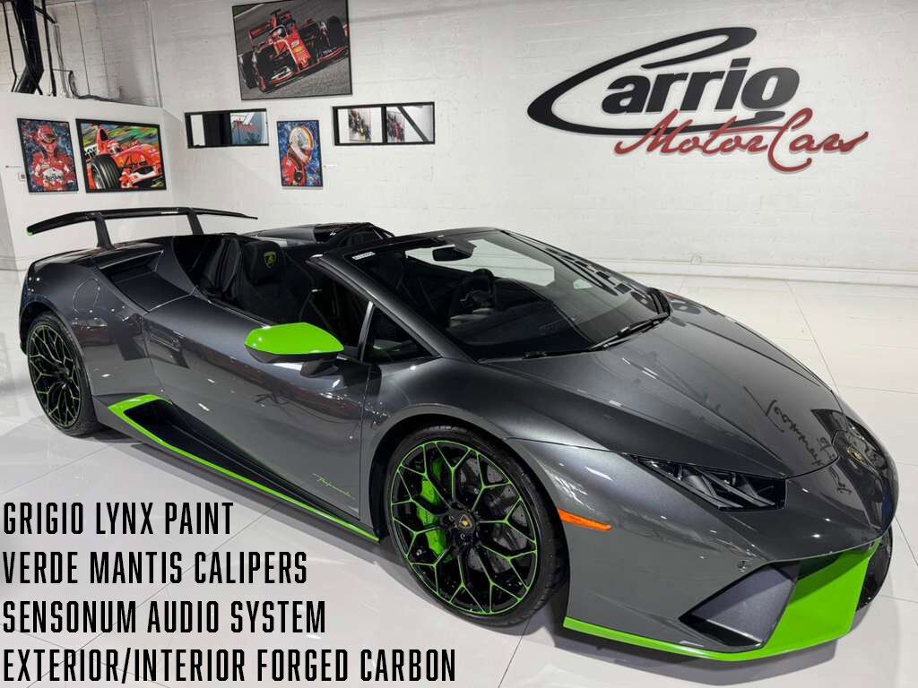 2019 Lamborghini Huracan Performante Spyder Grigio Lynx paint, Sensonum audio, forged carbon galore AND MORE!!! Fort Lauderdale FL