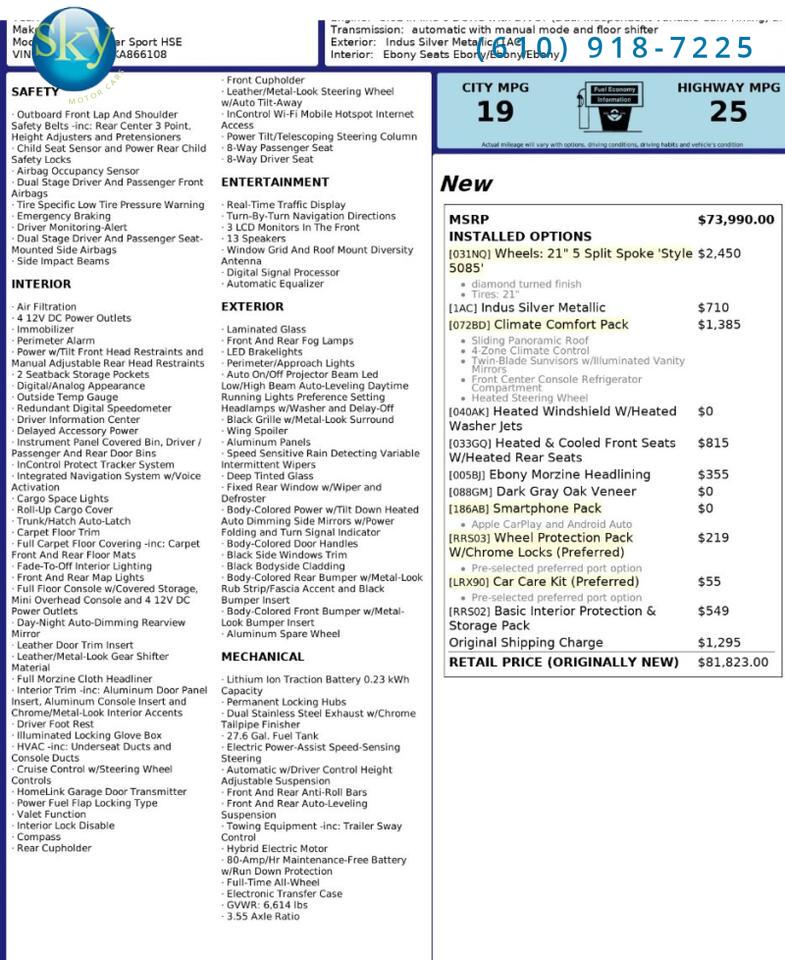 2019 Land Rover Range Rover Sport 4WD HSE West Chester PA