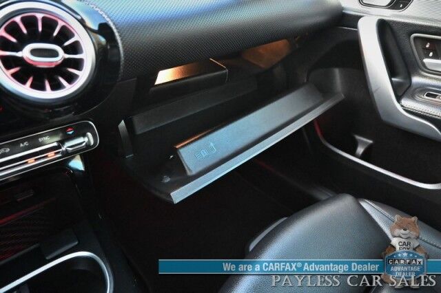 2019 Mercedes-Benz A220 / AWD / Premium Pkg / Power & Heated Leather Seats / Navigation / Sunroof / Lane Departure & Blind Spot Alert / Apple CarPlay & Android Auto / Back Up Camera / Keyless Entry & Start / Power Folding Mirrors / 34 MPG Anchorage AK 2019 Mercedes-Benz A220 / AWD / Premium Pkg / Power & Heated Leather Seats / Navigation / Sunroof / Lane Departure & Blind Spot Alert / Apple CarPlay & Android Auto / Back Up Camera / Keyless Entry & Start / Power Folding Mirrors / 34 MPG Anchorage AK