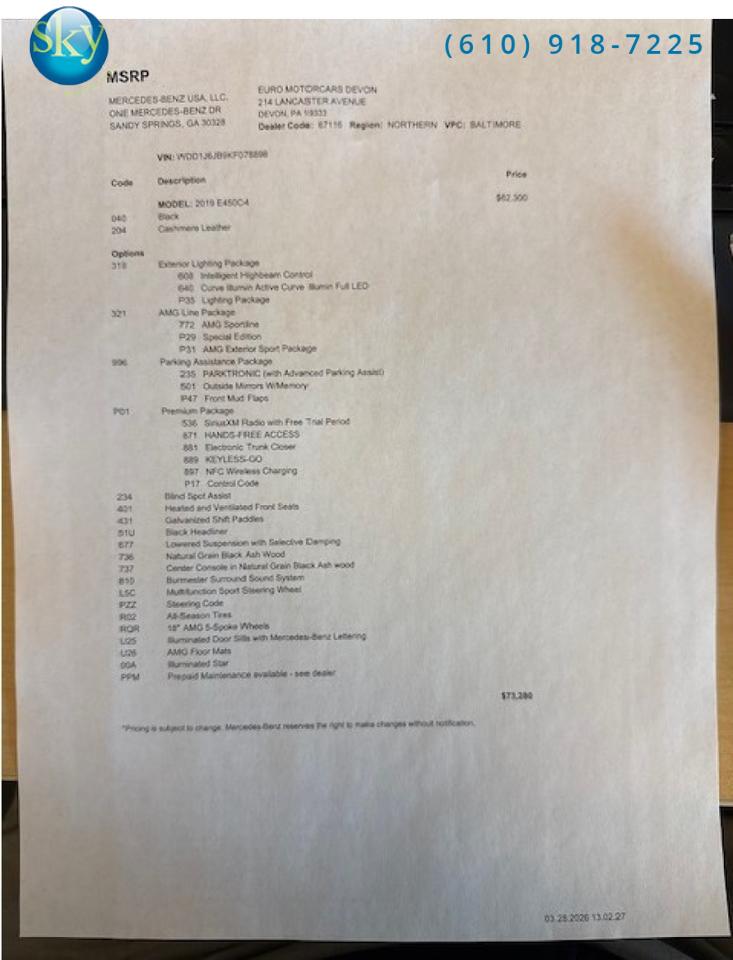 2019 Mercedes-Benz E-Class 4MATIC AWD E 450 Coupe West Chester PA