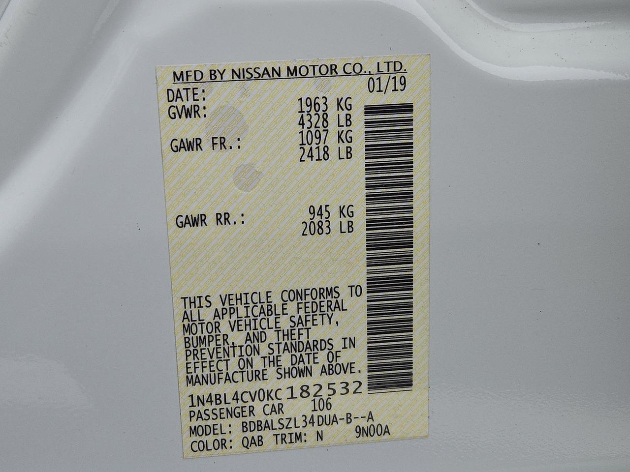 2019 Nissan Altima 2.5 SR Vineland NJ