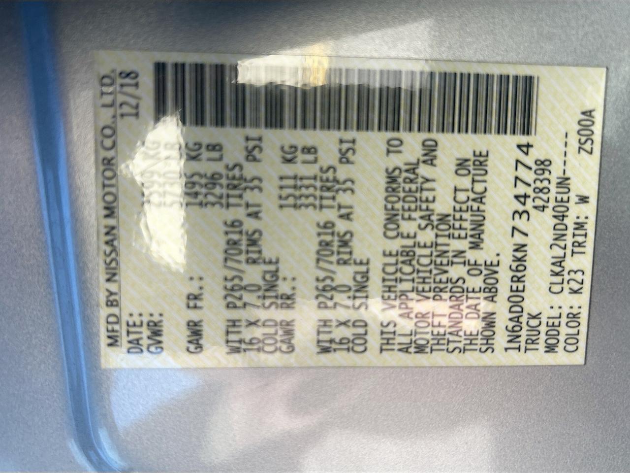 2019 Nissan Frontier Crew Cab 4x2 SV Auto Venice FL