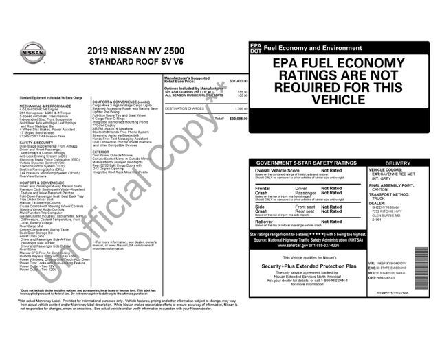 2019 Nissan NV2500 HD SV Raleigh NC