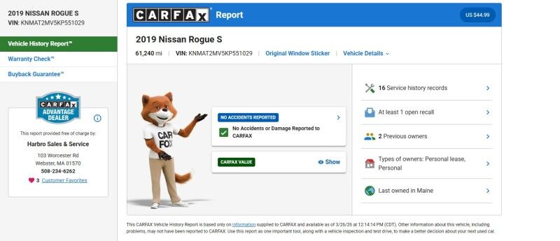2019 Nissan Rogue S - SPECIAL EDITION - HEATED SEATS Webster MA