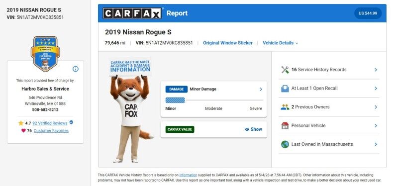 2019 Nissan Rogue S Whitinsville MA