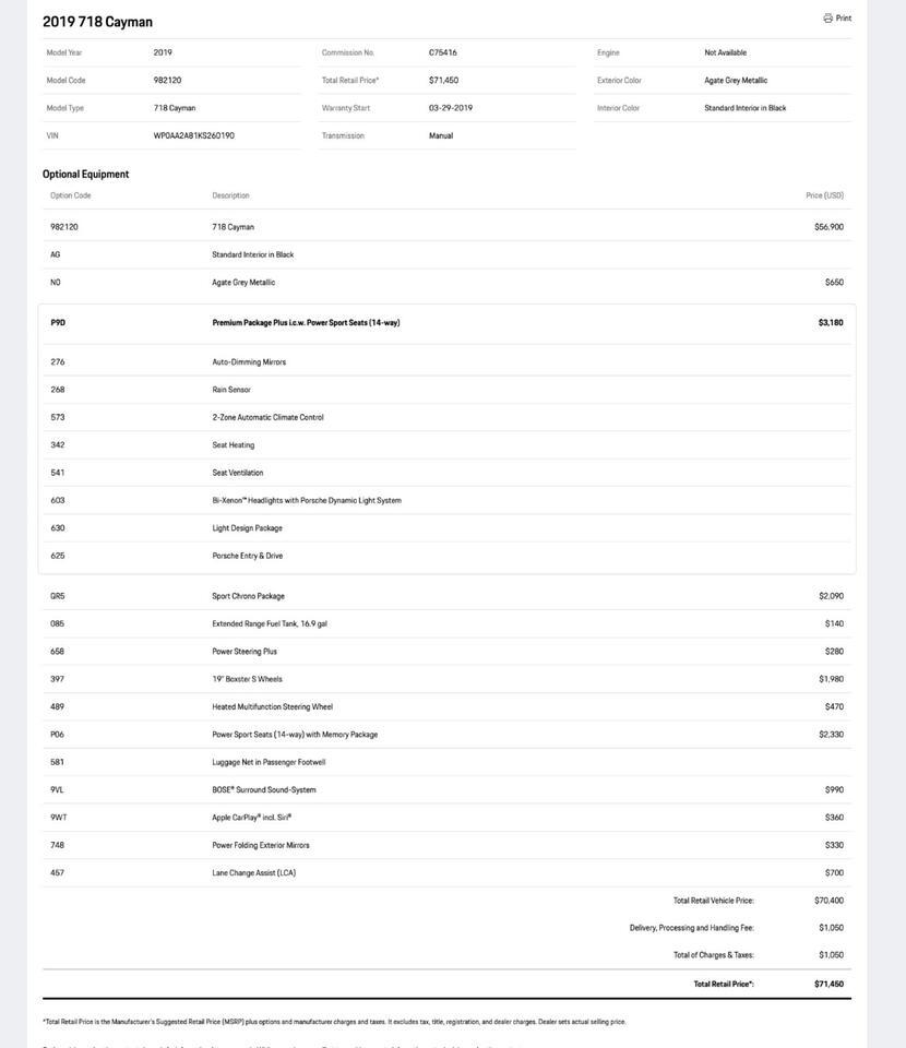 2019 Porsche 718 Cayman Pompano Beach FL