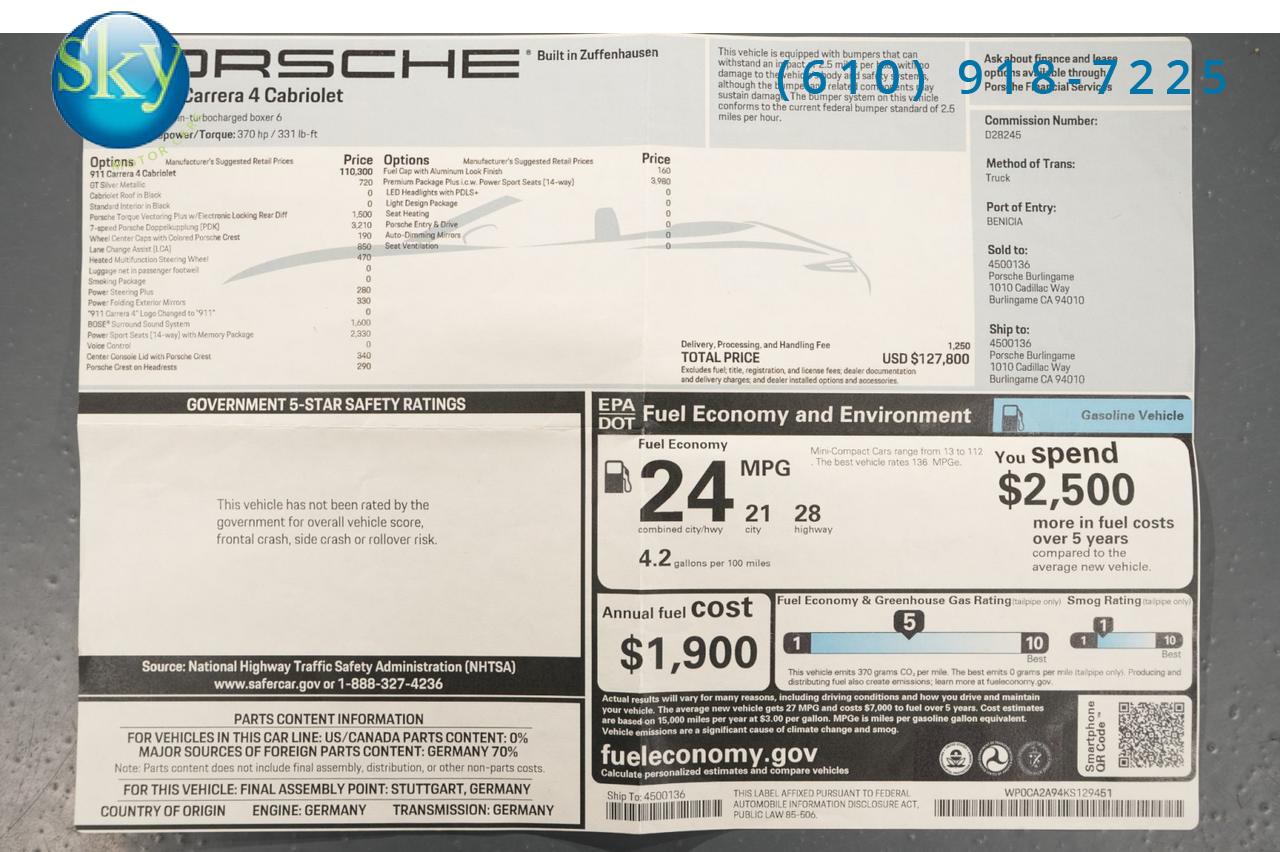 2019 Porsche 911 Cabriolet AWD Carrera 4 West Chester PA