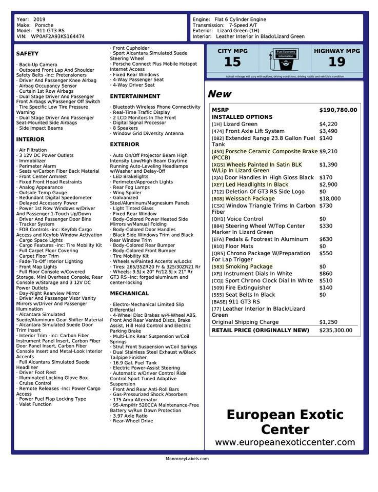 2019 Porsche 911 GT3 RS Tampa FL