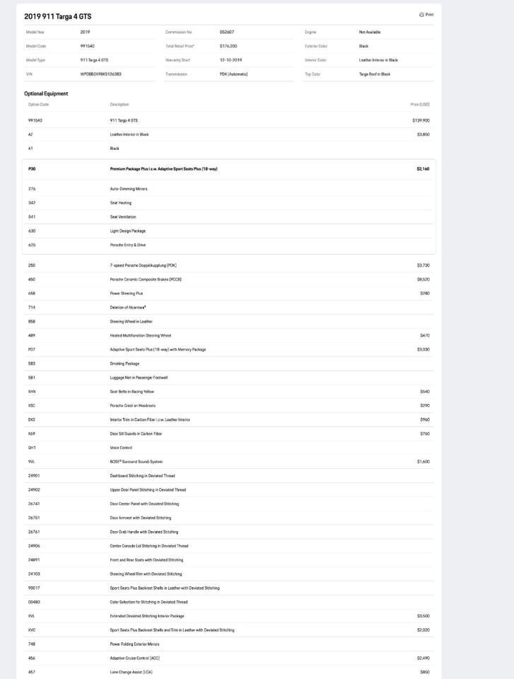 2019 Porsche 911 Targa 4 GTS Pompano Beach FL