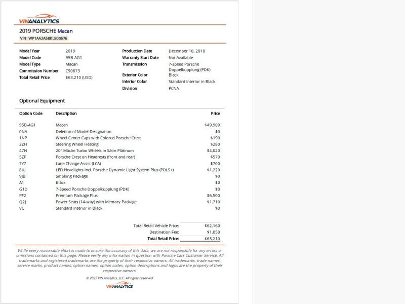 2019 Porsche Macan AWD Arlington VA
