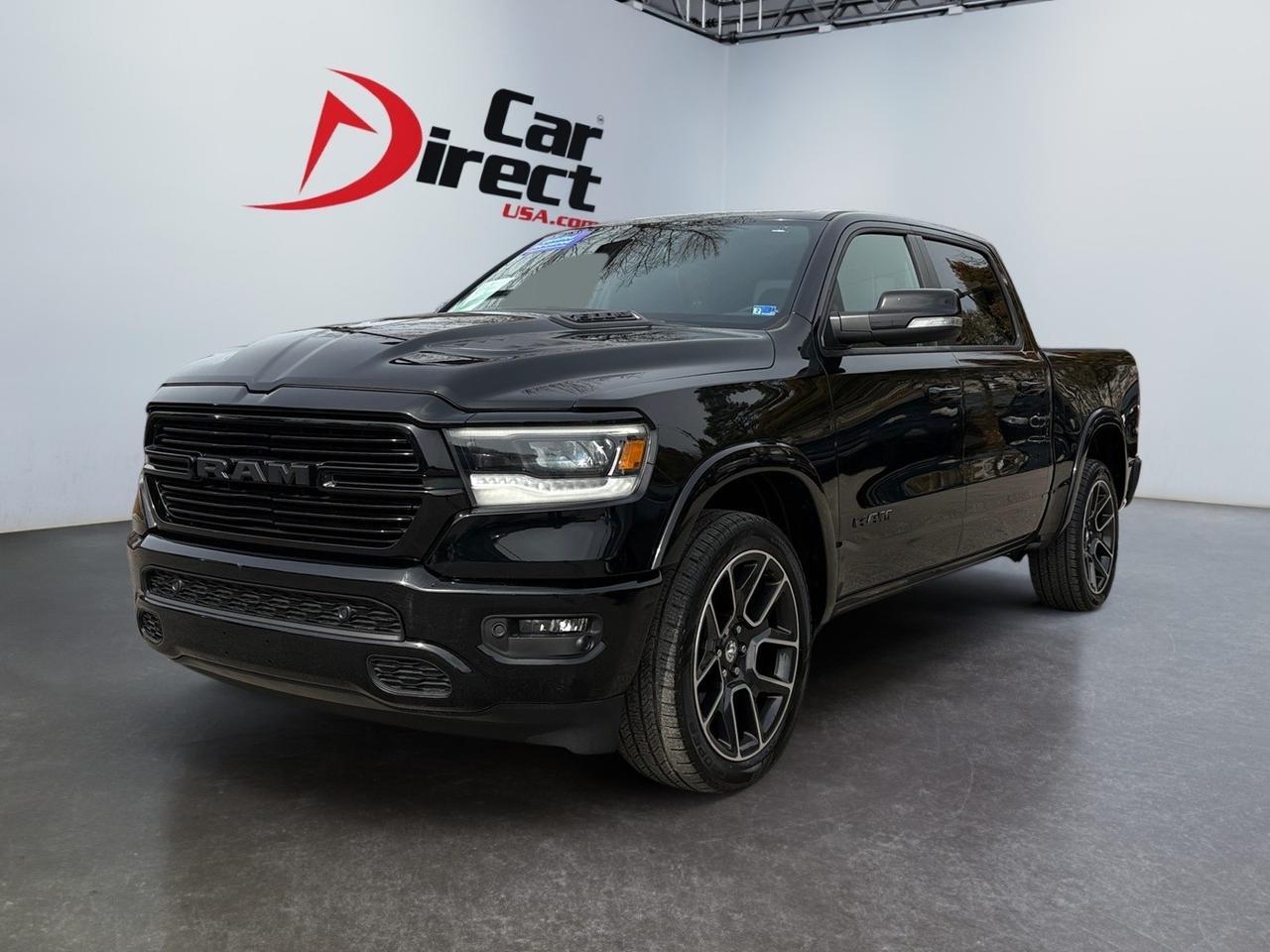 2019 Ram 1500 Laramie, BLIND SPOT ALERT, LANE KEEP ASSIST, RUNNING BOARDS, HEATED STEERING WHEEL & SEATS, PANORAMIC SUNROOF, REMOTE TAILGATE RELEASE, APPLE CARPLAY/ANDROID AUTO, LOW MILES, ONLY 1 OWNER, CLEAN CARFAX, RIDE IN A RAM!
