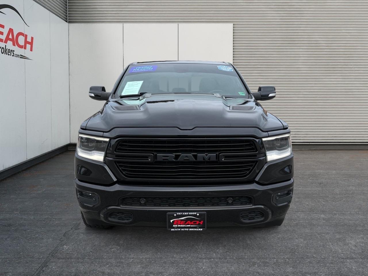 2019 Ram 1500 Laramie, HEATED AND VENTILATED SEATS, HEATED REAR SEATS, APPLE CARPLAY/ANDROID AUTO, UNIVERSAL GARAGE DOOR OPENER, POWER FOLDING MIRRORS, REMOTE START, TOW PACKAGE, CLEAN CARFAX, COME AND SEE THIS RAM 1500 BEFORE ITS GONE! Norfolk VA