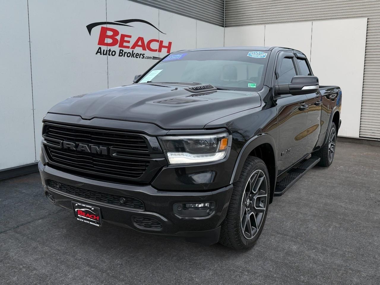 2019 Ram 1500 Laramie, HEATED AND VENTILATED SEATS, HEATED REAR SEATS, APPLE CARPLAY/ANDROID AUTO, UNIVERSAL GARAGE DOOR OPENER, POWER FOLDING MIRRORS, REMOTE START, TOW PACKAGE, CLEAN CARFAX, COME AND SEE THIS RAM 1500 BEFORE ITS GONE!