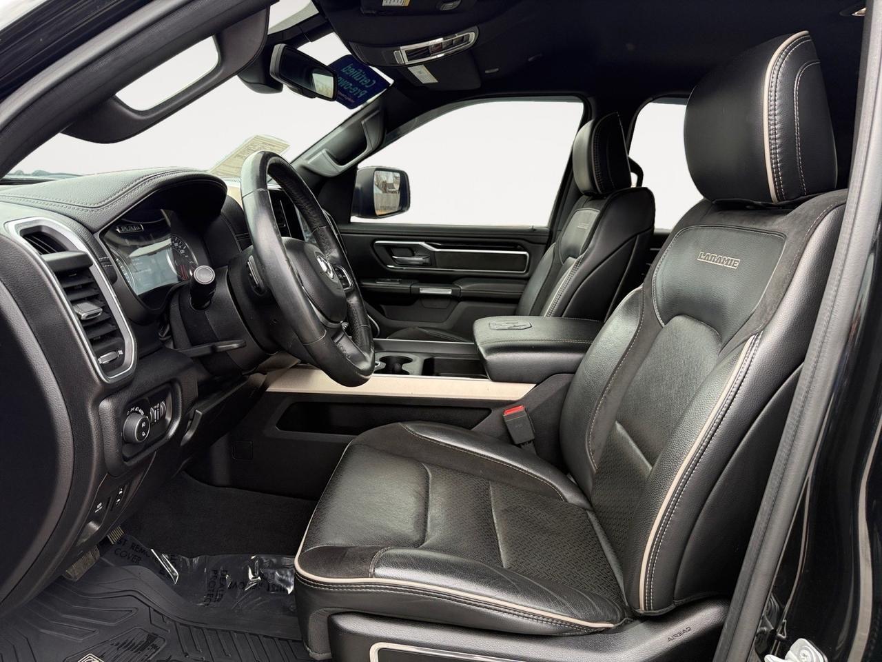 2019 Ram 1500 Laramie, HEATED AND VENTILATED SEATS, HEATED REAR SEATS, APPLE CARPLAY/ANDROID AUTO, UNIVERSAL GARAGE DOOR OPENER, POWER FOLDING MIRRORS, REMOTE START, TOW PACKAGE, CLEAN CARFAX, COME AND SEE THIS RAM 1500 BEFORE ITS GONE!