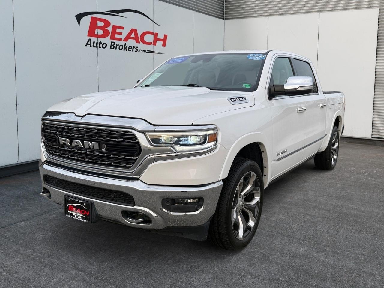 2019 Ram 1500 Limited CREW CAB 4X4, HEATED AND VENTILATED SEATS, HEATED REAR SEATS, HARMAN/KARDON SPEAKERS, POWER RUNNING BOARDS, TOW PACKAGE, SLIDING REAR WINDOW, POWER FOLDING MIRRORS, APPLE CARPLAY/ANDROID AUTO, UNIVERSAL GARAGE DOOR OPENER, RAM BOXES, REMOTE S