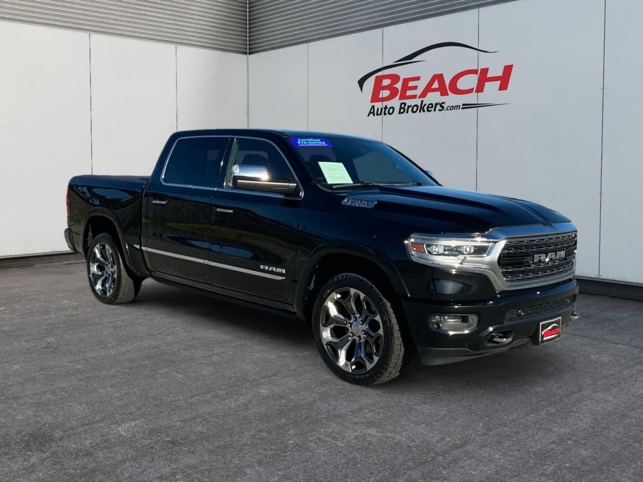 2019 Ram 1500 Limited, HEATED/VENTILATED SEATS, HEATED REAR SEATS, APPLE CARPLAY/ANDROID AUTO, BACKUP CAMERA, NAVIGATION, UNIVERSAL GARAGE DOOR OPENER, POWER RUNNING BOARDS, TOW PACKAGE, POWER SLIDING REAR WINDOW, BED LINER, CLEAN CARFAX!