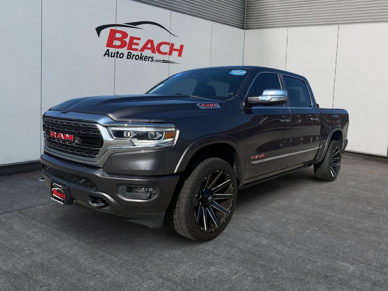 2019 Ram 1500 Limited, MOONROOF, HEATED/VENTILATED FRONT AND REAR SEATS, APPLE CARPLAY/ANDROID AUTO, HEATED STEERING WHEEL, POWER RUNNING BOARDS, BED LINER, TOW PACKAGE, POWER MIRRORS, BACKUP CAMERA, RAMBOXES, CLEAN CARFAX, ONLY 1 OWNER, NOT MANY TRUCKS COME WITH