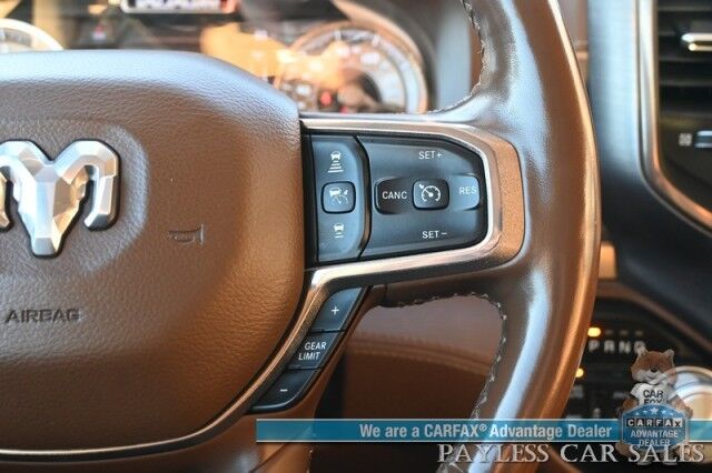 2019 Ram 1500 Longhorn / 4X4 / Crew Cab / Advance Safety & Level 1 Group / Auto Start / Heated & Cooled Leather Seats / Heated Steering / NAV / Panoramic Sunroof / Harmon Kardon / Adaptive Cruise / Lane Depart & Blind Spot / Tow Pkg / 1-Owner Anchorage AK