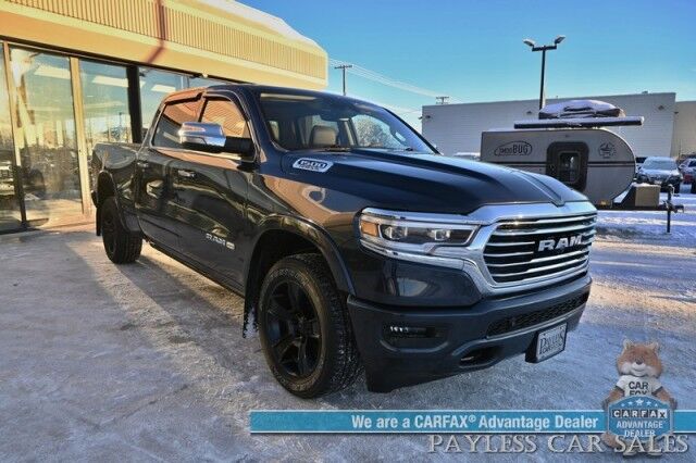 2019 Ram 1500 Longhorn / 4X4 / Crew Cab / Advance Safety & Level 1 Group / Auto Start / Heated & Cooled Leather Seats / Heated Steering / NAV / Panoramic Sunroof / Harmon Kardon / Adaptive Cruise / Lane Depart & Blind Spot / Tow Pkg / 1-Owner Anchorage AK