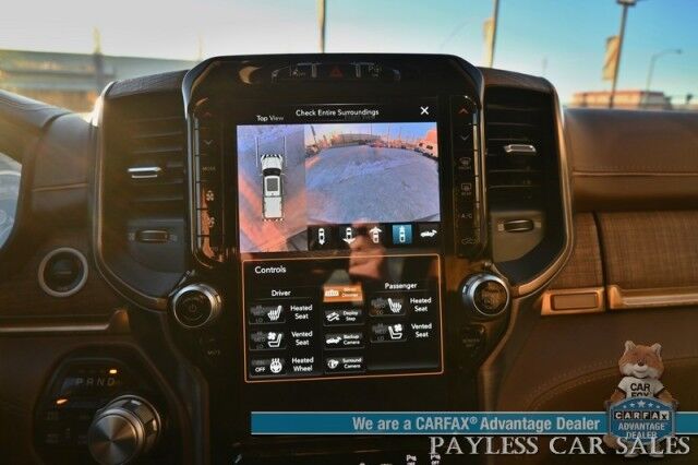 2019 Ram 1500 Longhorn / 4X4 / Crew Cab / Auto Start / Heated & Cooled Seats / Heated Steering / NAV / Sunroof / Harmon Kardon Speakers / Adaptive Cruise / Lane Depart & Blind Spot / Apple CarPlay & Android Auto / Back Up Cam / Tow Pkg / 1-Owner Anchorage AK