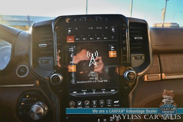 2019 Ram 1500 Longhorn / 4X4 / Crew Cab / Auto Start / Heated & Cooled Seats / Heated Steering / NAV / Sunroof / Harmon Kardon Speakers / Adaptive Cruise / Lane Depart & Blind Spot / Apple CarPlay & Android Auto / Back Up Cam / Tow Pkg / 1-Owner Anchorage AK